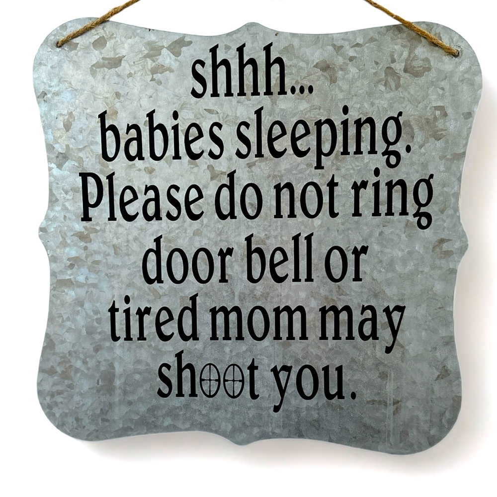 Funny Rustic 12×12 “Shhh Babies Sleeping” Metal Sign 🍼